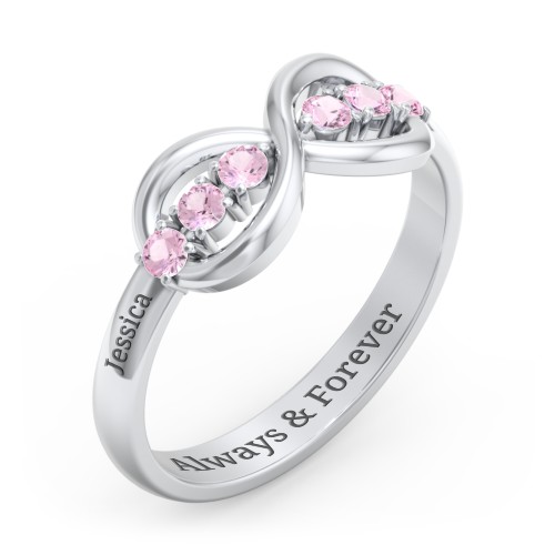 Engravable Infinity Ring with Birthstones