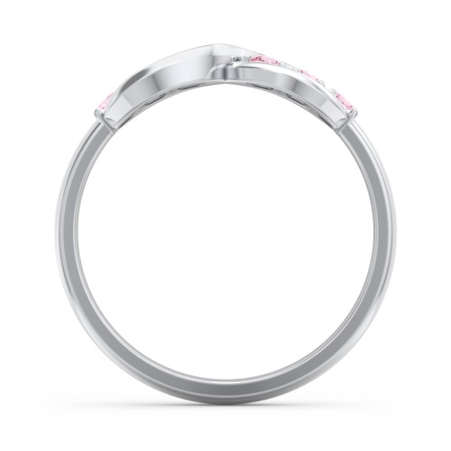 Engravable Infinity Ring with Birthstones – Sterling Silver with Pink Tourmaline