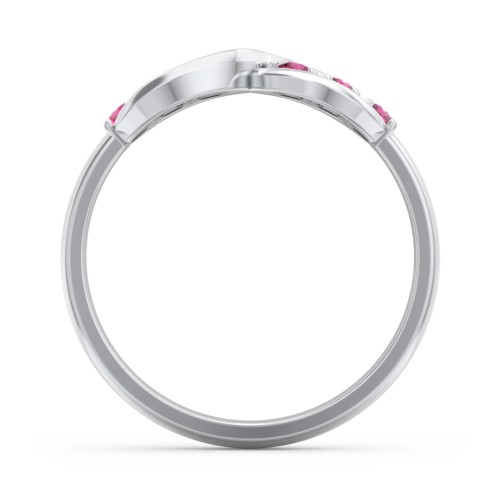 Engravable Infinity Ring with Birthstones – Sterling Silver with Ruby