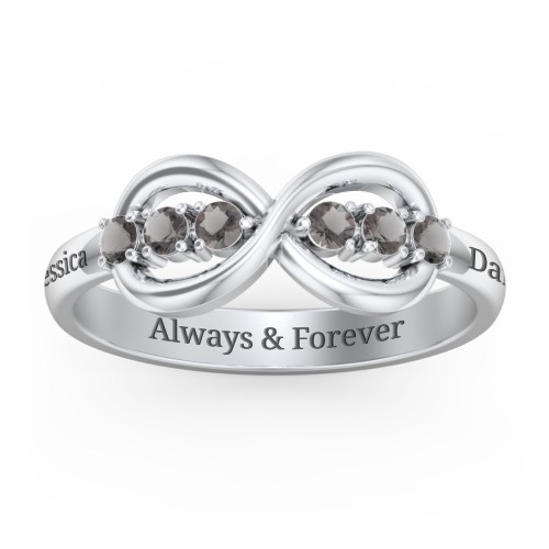 Engravable Infinity Ring with Birthstones