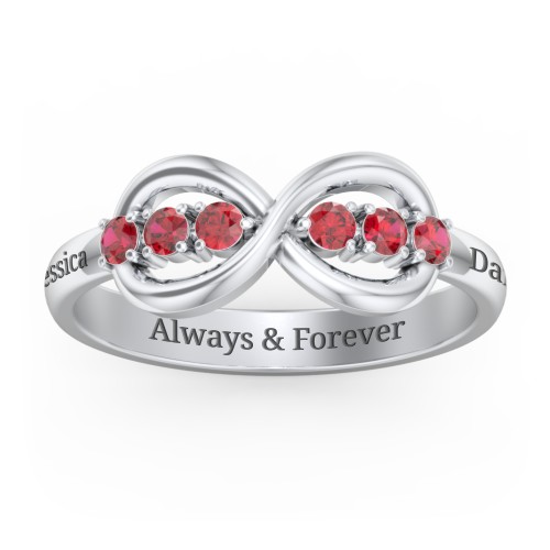 Engravable Infinity Ring with Birthstones