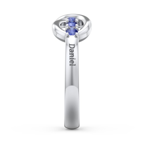 Engravable Infinity Ring with Birthstones – Sterling Silver with Blue Sapphire