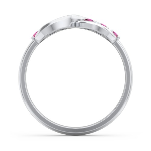 Engravable Infinity Ring with Birthstones – Sterling Silver with Ruby