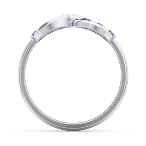Engravable Infinity Ring with Birthstones – Sterling Silver with Blue Sapphire