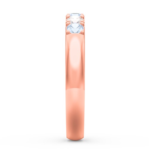 3 - 11 Gemstone Affinity Ring – 10K Rose Gold with Cubic Zirconia and Aquamarine