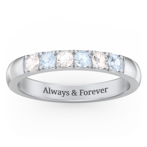 3 - 11 Gemstone Affinity Ring – 10K White Gold with Cubic Zirconia and Aquamarine