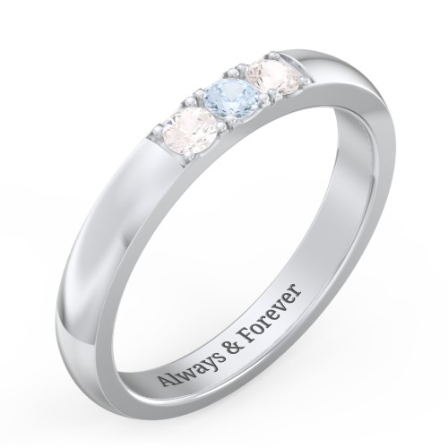 3 - 11 Gemstone Affinity Ring – Sterling Silver with Cubic Zirconia and Aquamarine