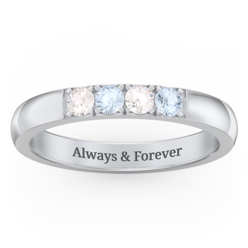 3 - 11 Gemstone Affinity Ring – Sterling Silver with Cubic Zirconia and Aquamarine