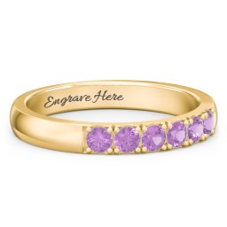 3 - 11 Gemstone Affinity Ring in 10K Solid Yellow Gold with Amethyst