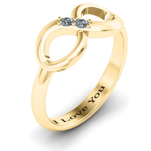 "Twosome" Infinity Ring – 10K Yellow Gold with Cubic Zirconia