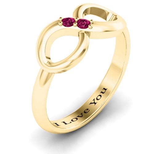 "Twosome" Infinity Ring – 10K Yellow Gold with Ruby