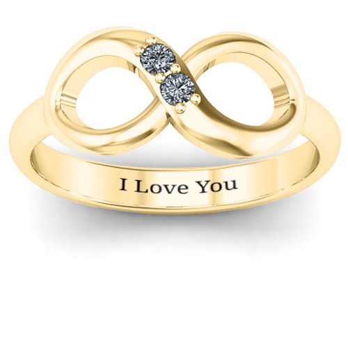 "Twosome" Infinity Ring – 10K Yellow Gold with Cubic Zirconia