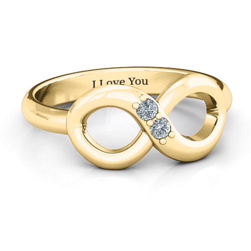 "Twosome" Infinity Ring – 10K Yellow Gold with Cubic Zirconia