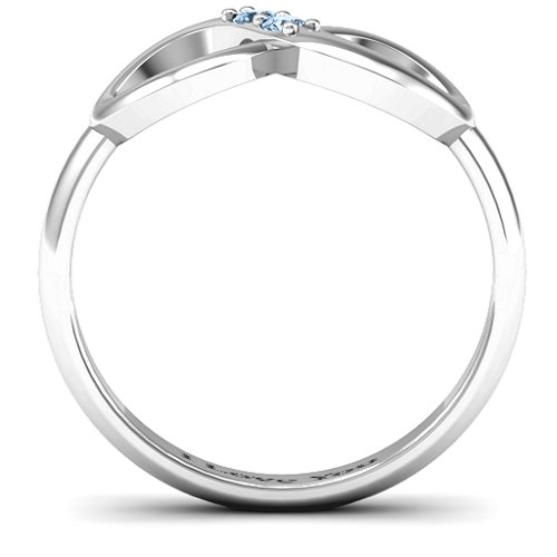 "Twosome" Infinity Ring – Sterling Silver with Aquamarine