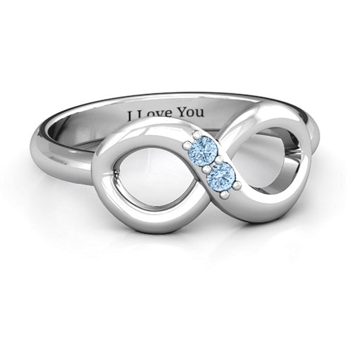 "Twosome" Infinity Ring – Sterling Silver with Aquamarine
