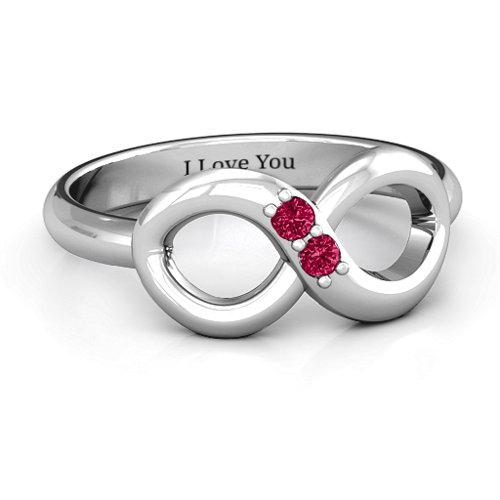 "Twosome" Infinity Ring – Sterling Silver with Ruby