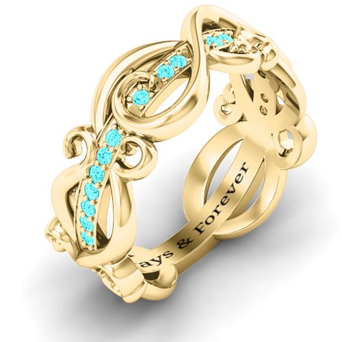 Imperative Love Infinity Ring – 10K Yellow Gold with Mint Premium Zirconia