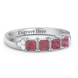Classic 2-7 Princess Cut Ring with Accents in 925 Sterling Silver with Ruby, Cubic Zirconia, and Pink Tourmaline