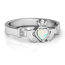 Heart Stone Claddagh Ring