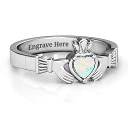 Heart Stone Claddagh Ring