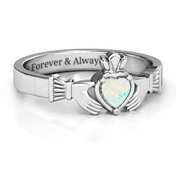 Heart Stone Claddagh Ring