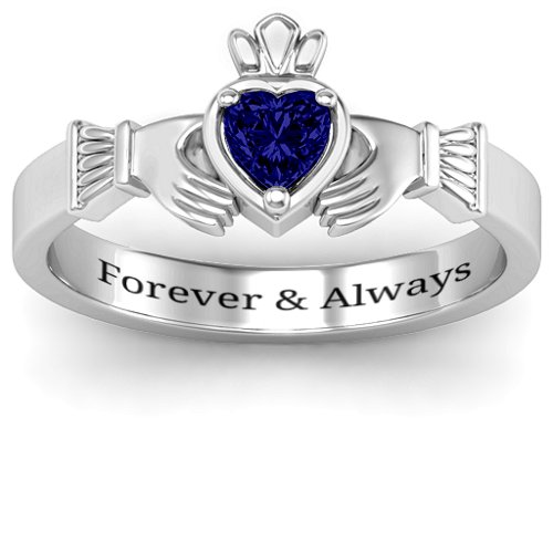 Heart Stone Claddagh Ring