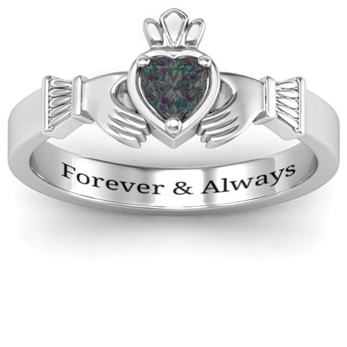 Heart Stone Claddagh Ring