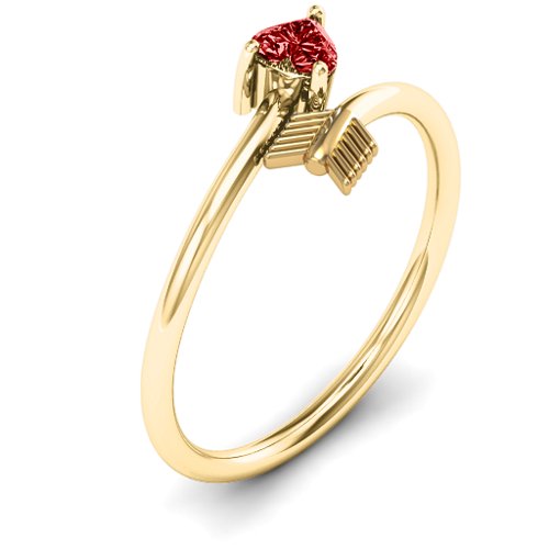 Heart & Arrow Ring – 18K Gold Plated Silver with Garnet