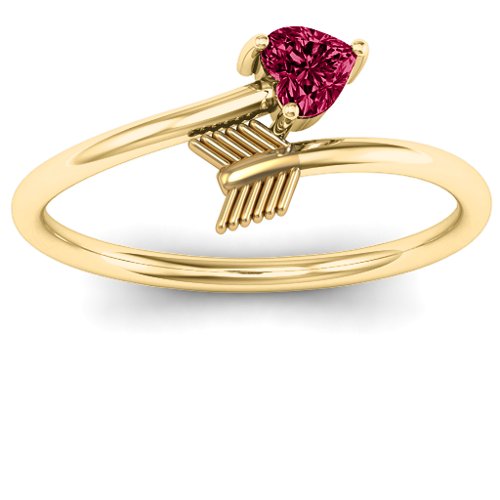 Heart & Arrow Ring – 18K Gold Plated Silver with Ruby
