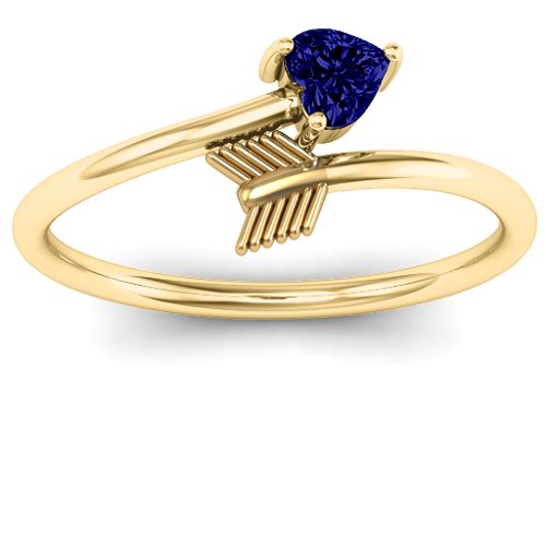 Heart & Arrow Ring – 18K Gold Plated Silver with Blue Sapphire
