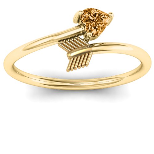 Heart & Arrow Ring – 18K Gold Plated Silver with Citrine
