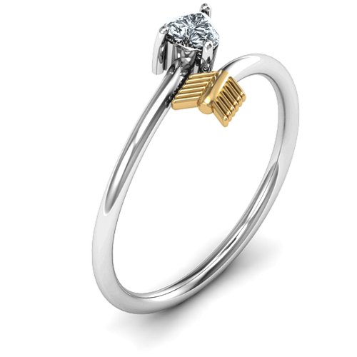 Heart & Arrow Ring – 10K White Gold with Cubic Zirconia