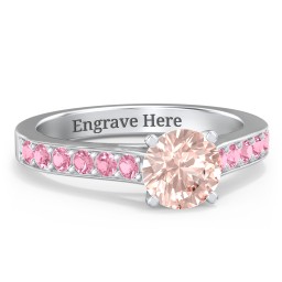 Elegant Duchess Ring with Shoulder Accents in 925 Sterling Silver with Morganite and Pink Tourmaline