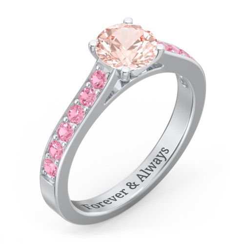 Elegant Duchess Ring with Shoulder Accents – Sterling Silver with Morganite and Pink Tourmaline