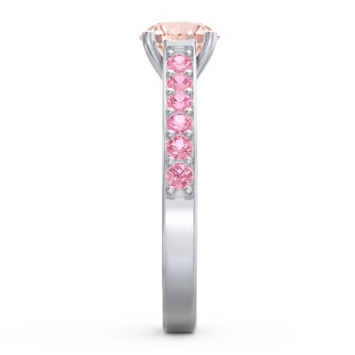 Elegant Duchess Ring with Shoulder Accents – Sterling Silver with Morganite and Pink Tourmaline