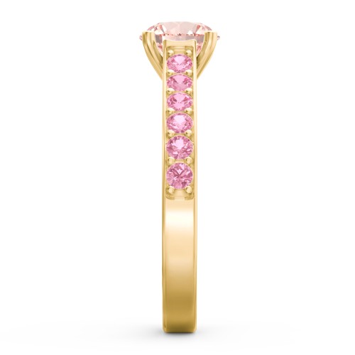 Elegant Duchess Ring with Shoulder Accents – 18K Gold Plated Silver with Morganite and Pink Tourmaline