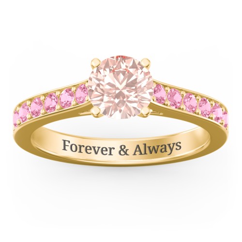Elegant Duchess Ring with Shoulder Accents – 10K Yellow Gold with Morganite and Pink Tourmaline