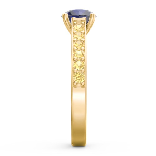 Elegant Duchess Ring with Shoulder Accents – 18K Gold Plated Silver with Blue Sapphire and Citrine