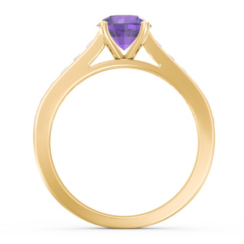 Elegant Duchess Ring with Shoulder Accents – 18K Gold Plated Silver with Amethyst Premium Zirconia and Amethyst