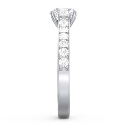 Elegant Duchess Ring with Shoulder Accents – Sterling Silver with Lab Diamond