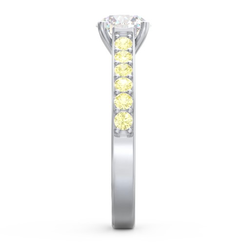 Elegant Duchess Ring with Shoulder Accents – Sterling Silver with Lab Diamond and Citrine