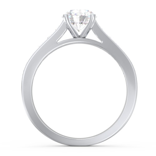 Elegant Duchess Ring with Shoulder Accents – Sterling Silver with Lab Diamond