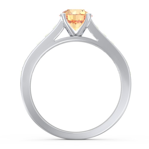 Elegant Duchess Ring with Shoulder Accents – Sterling Silver with Fancy Yellow Premium Zirconia and Peridot