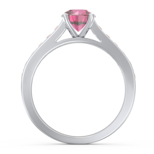 Elegant Duchess Ring with Shoulder Accents – Sterling Silver with Red Premium Zirconia and Garnet