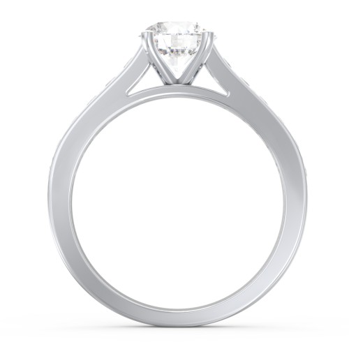 Elegant Duchess Ring with Shoulder Accents – Sterling Silver with White Premium Zirconia and Opal
