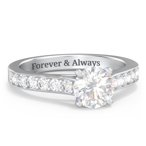 Elegant Duchess Ring with Shoulder Accents – Sterling Silver with Lab Diamond