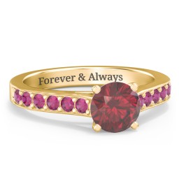 Elegant Duchess Ring with Shoulder Accents in 10K Solid Yellow Gold with Ruby