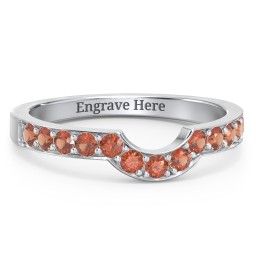 U-Shape Shadow Ring in 925 Sterling Silver with Garnet