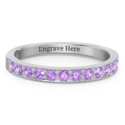 Classic Half Eternity Ring in 925 Sterling Silver with Amethyst