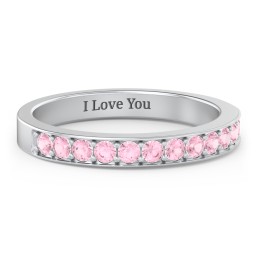 Classic Half Eternity Ring in 925 Sterling Silver with Pink Tourmaline